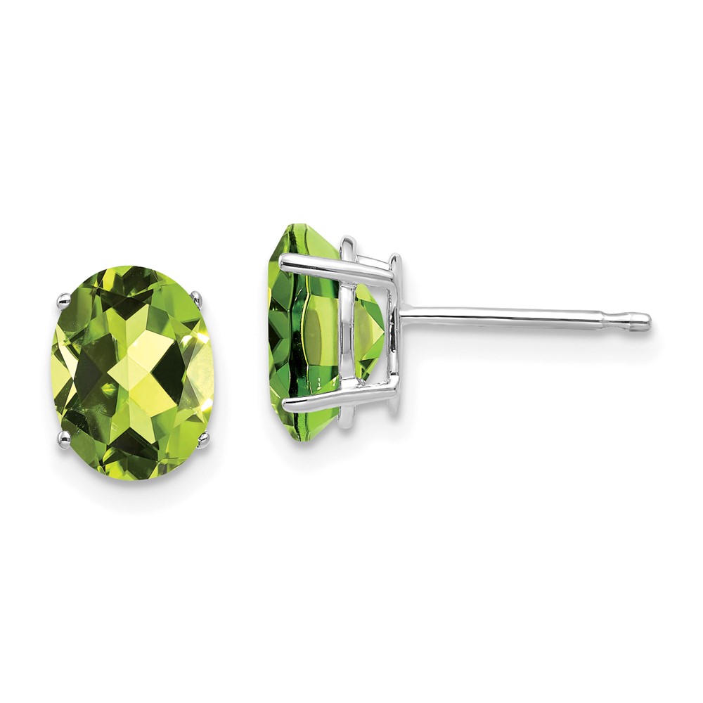 14k White Gold 8x6mm Oval Peridot August Birthstone Ladies Earrings 380$